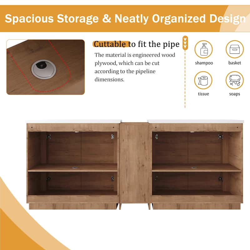 Malwee 36"/40"/48"/52"/60"/64"/84"/92" Bathroom Vanity with Sink, FreeStanding Bathroom Vanity with Door and Adjustable Shelf