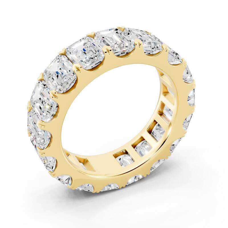 Auriya 14k Gold 7 1/2ctw Emerald Lab Grown Diamond Eternity Ring (E-F VS)
