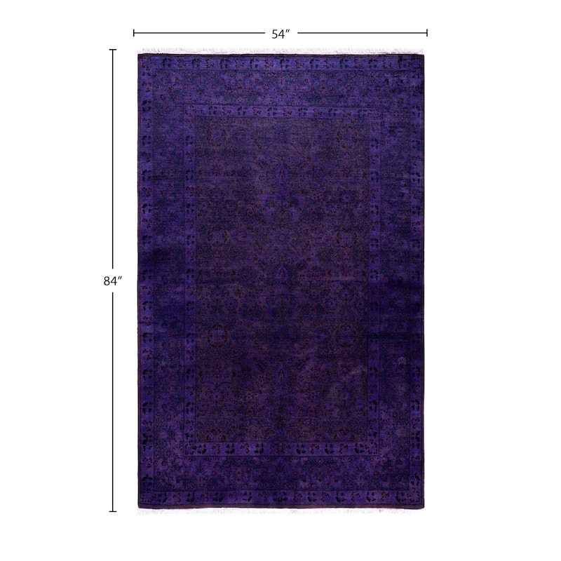 Overdyed One-of-a-Kind Hand-Knotted Area Rug - Purple - 4' 6" x 7' 0"