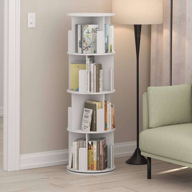 50 in. Tall White Wood 4-Shelf Bookcase