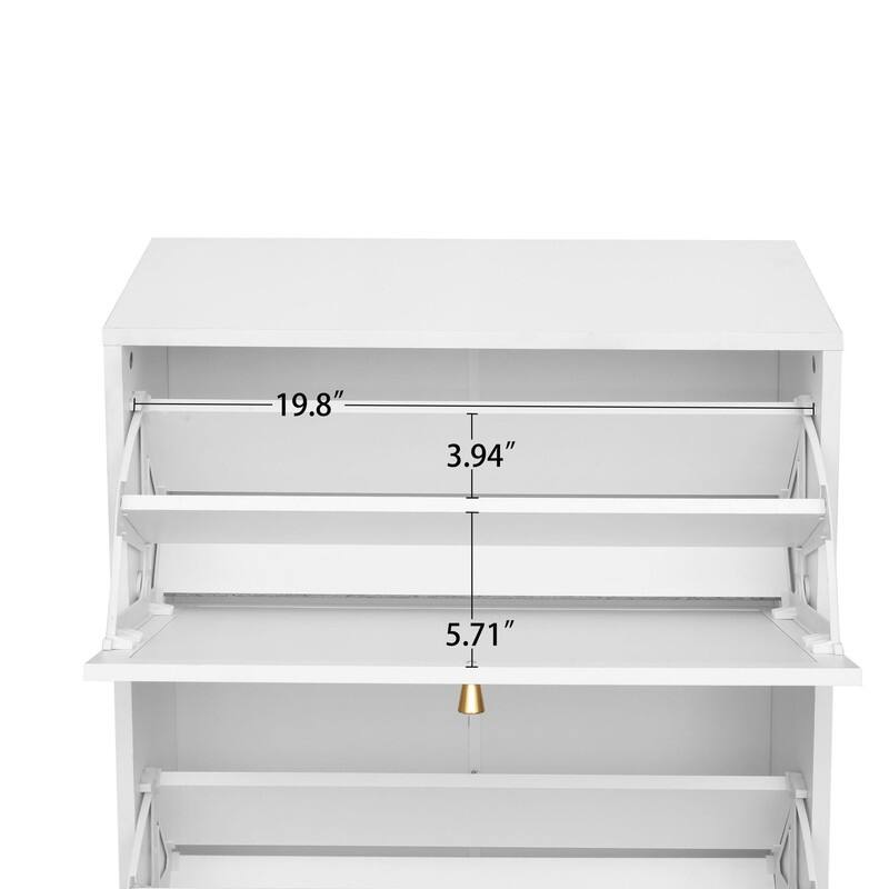 Freestanding Modern Shoe Rack Storage with 3 Natural Rattan Door