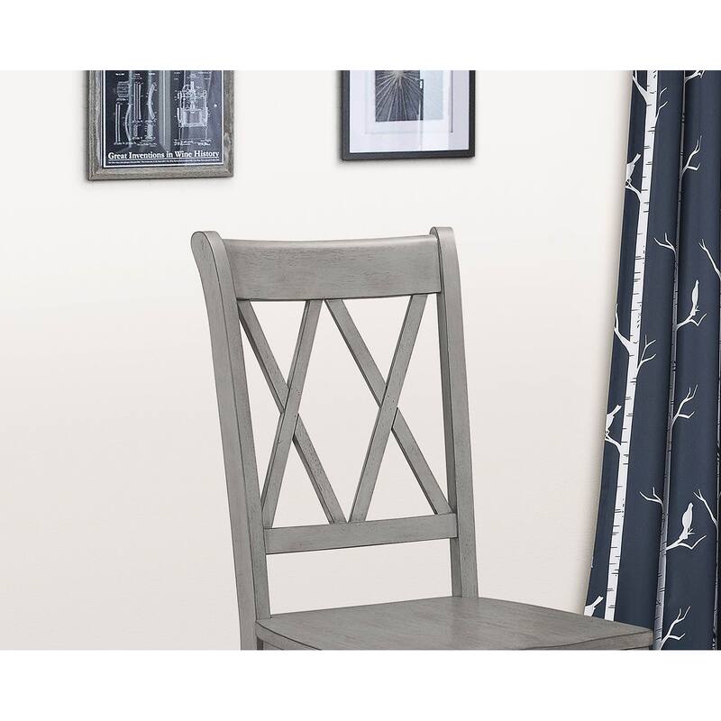 2PCS Side Chairs,Pine Veneer Transitional Double-X Back Design Dining Chair