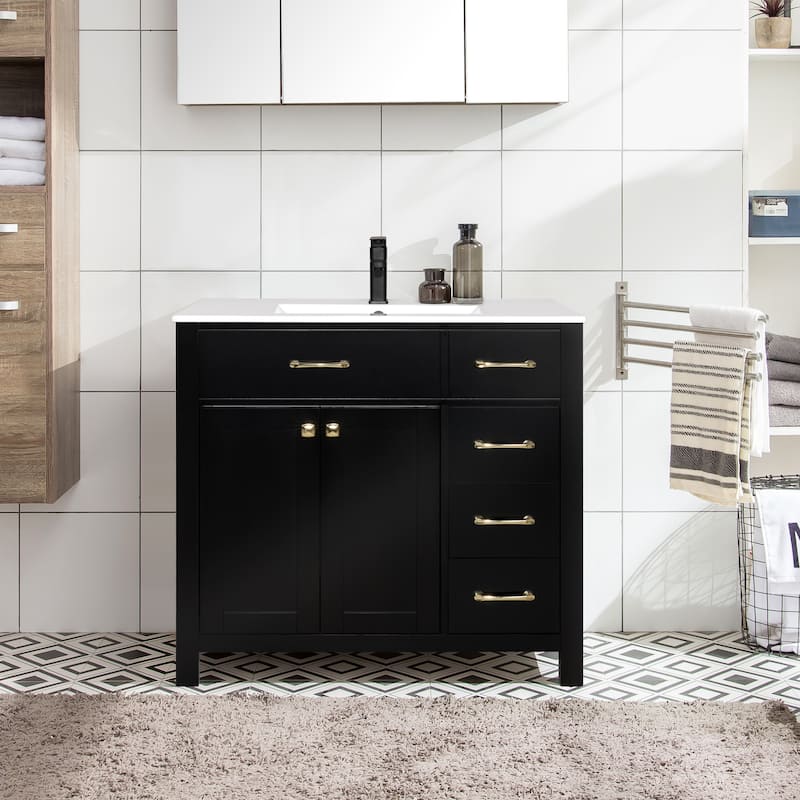 Sink Bathroom Vanity with Counter top Set - 36 in - Black