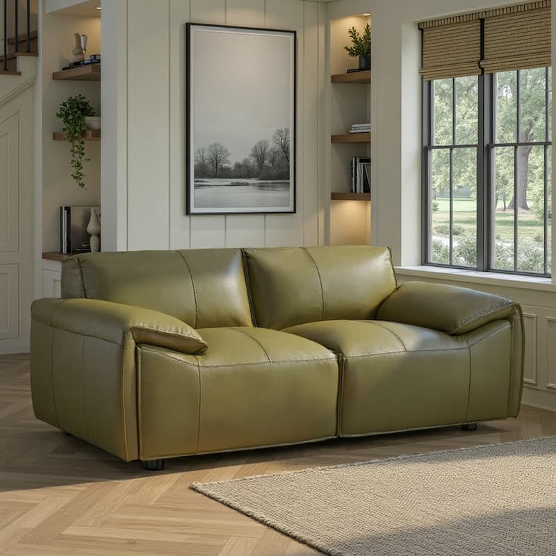 Tanner Top Grain Leather Loveseat, Sofa, or Living Room Set with Padded Arms