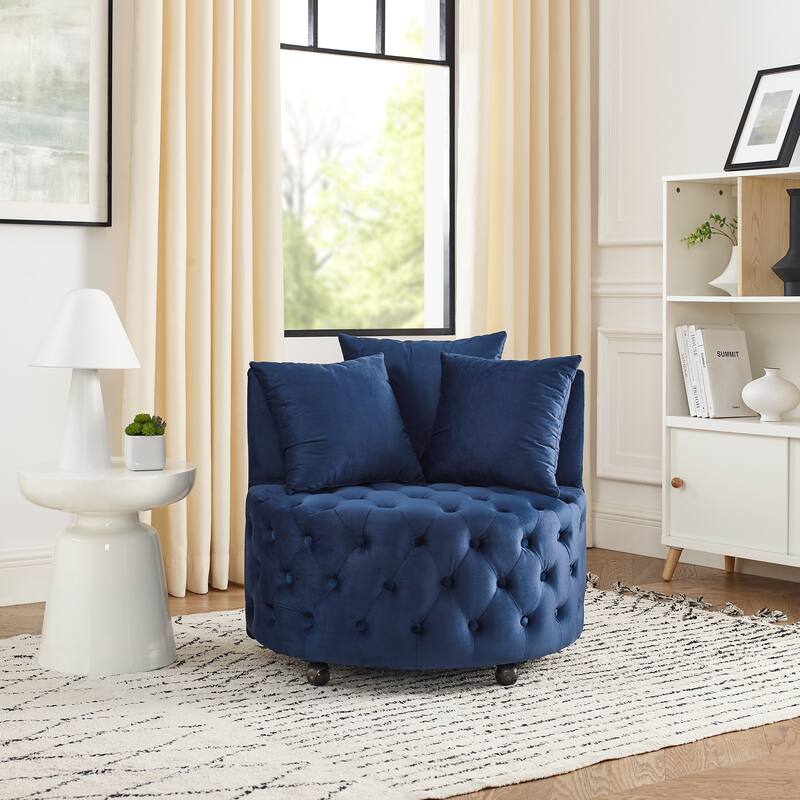 Velvet Upholstered Swivel Chair with 4 Universal Caster Wheels