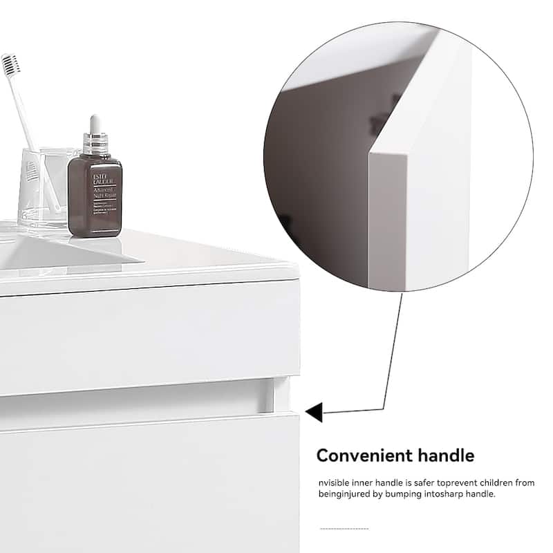 30 in. W x 19 in. D x 20 in. H Wall Mounted Bathroom Vanity with White Ceramic Basin,Two Soft Close Cabinet Doors