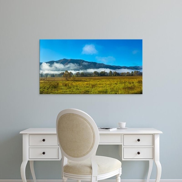 Easy Art Prints Panoramic Image 'Fog, Mountain, Cades Cove, Great Smoky Mountains National Park, Tennessee' Canvas Art
