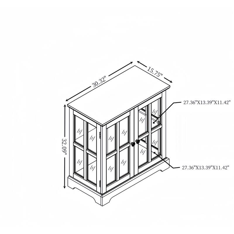 LED Curio Display Cabinet with Grille Doors, Antique Display Cabinet with Adjustable Shelves, Wooden Accent Storage Cabinet