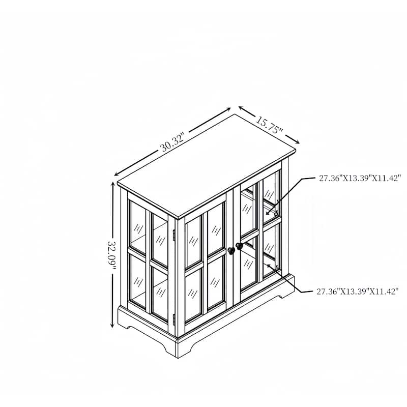 LED Lighted Curio Display Cabinet with Adjustable Shelves, Retro Glass Showcase and Lattice Doors