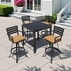 preview thumbnail 38 of 37, 3/5-Piece Outdoor Bar Stool Set Aluminum Swivel Bar Stools with Sunbrella Cushion Echo Teak - Set of 5