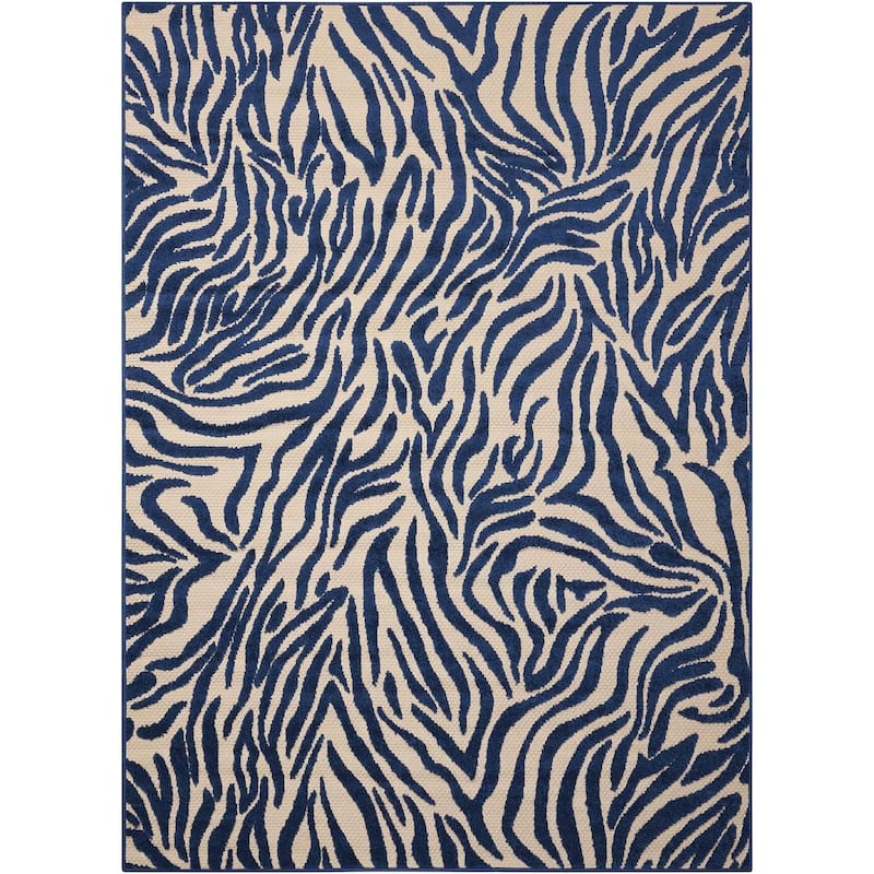 Nourison Animal Print Indoor/ Outdoor Area Rug - 9'6"X 13' - Navy/Blue
