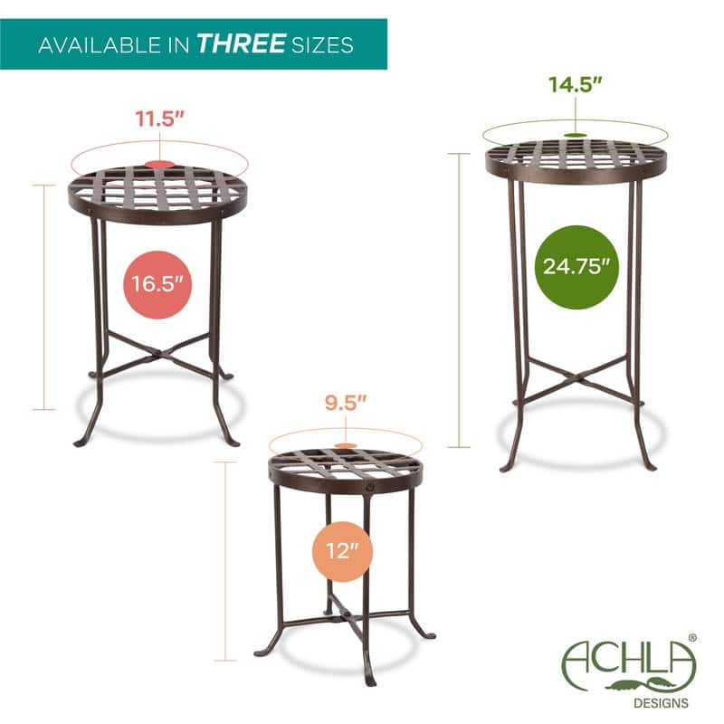 Achla Designs Medium Round Table Flowers Plant Stand, 16 Inch Tall, Roman Bronze Powder Coat Finish