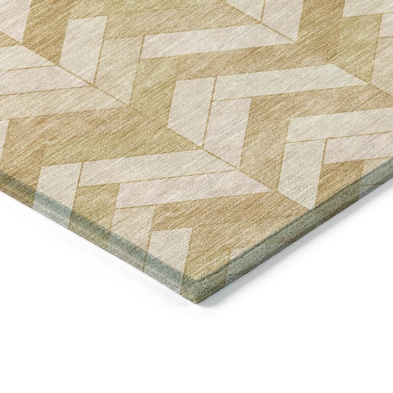 Machine Washable Indoor/ Outdoor Modern Chevron Chantille Rug