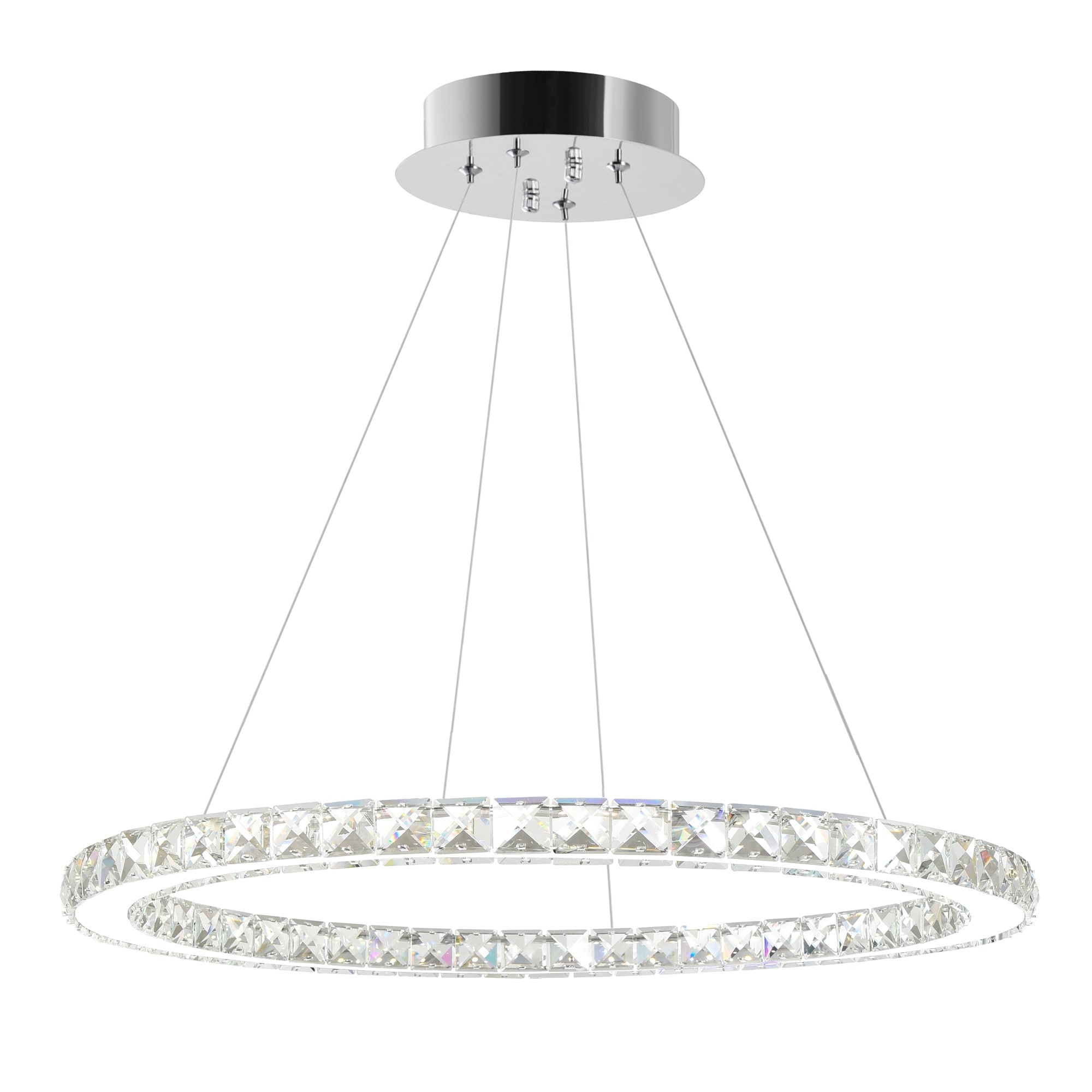 Ring Integrated LED 24in Chrome Chandelier - Stainless Steel