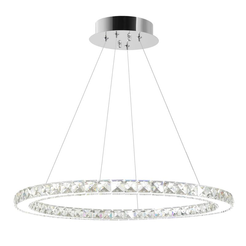 Ring Integrated LED 24in Chrome Chandelier - Stainless Steel - Stainless Steel