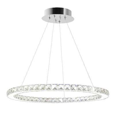 Ring LED Chandelier With Chrome Finish - Stainless Steel