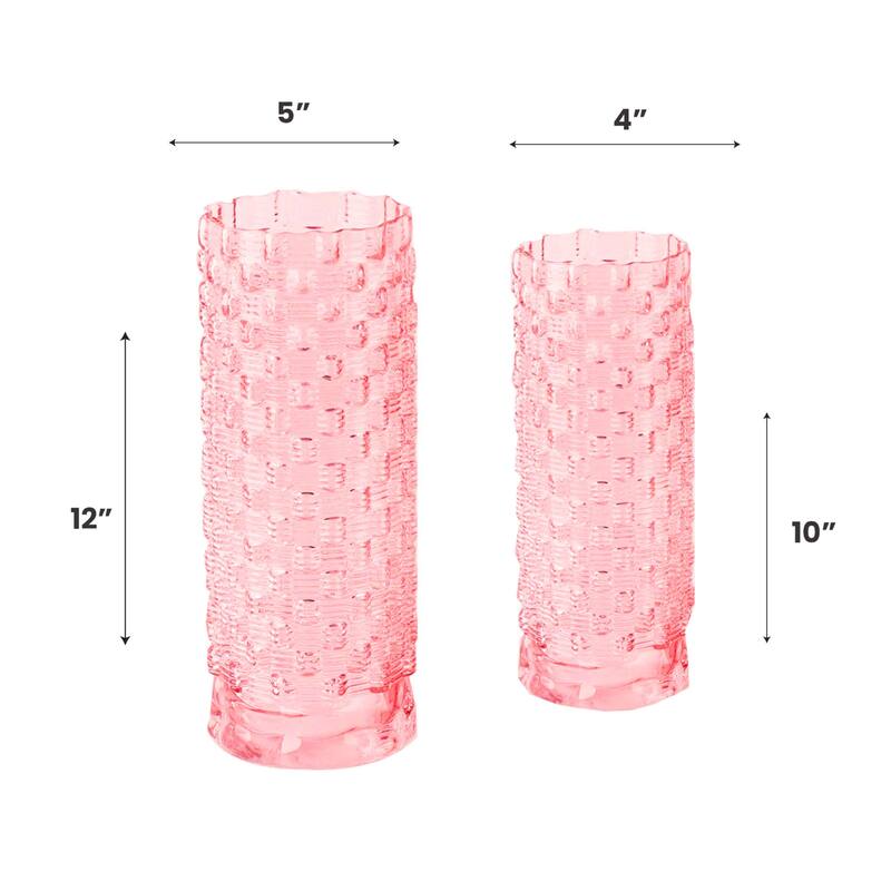 Set of 2 Tall Speckled Sandstone Ceramic Oblong Table Vases for Decor