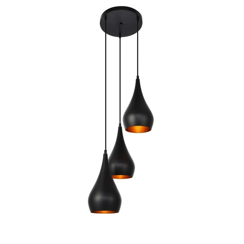 Living District Nora Collection Black 3-Light Pendant