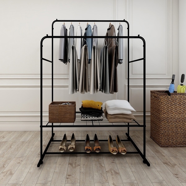 Garment Rack Freestanding Hanger Double Rods Multi functional