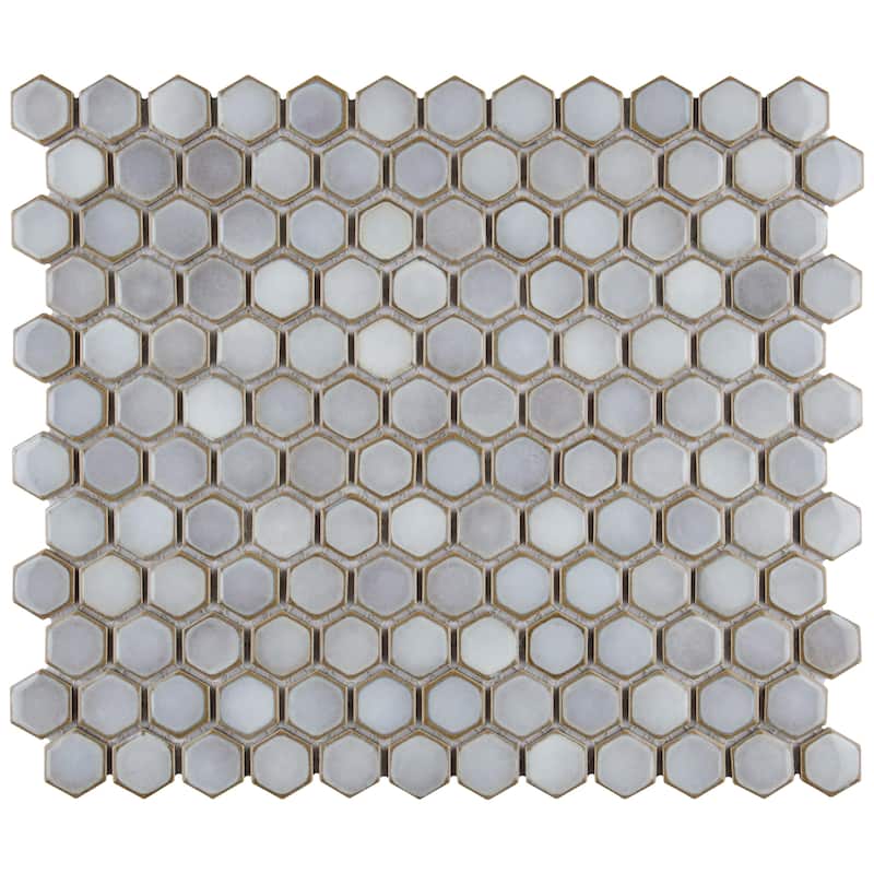 Merola Tile Hudson 1" Hex Grey Eye 11-7/8" x 13-1/4" Porcelain Mosaic Floor and Wall Tile