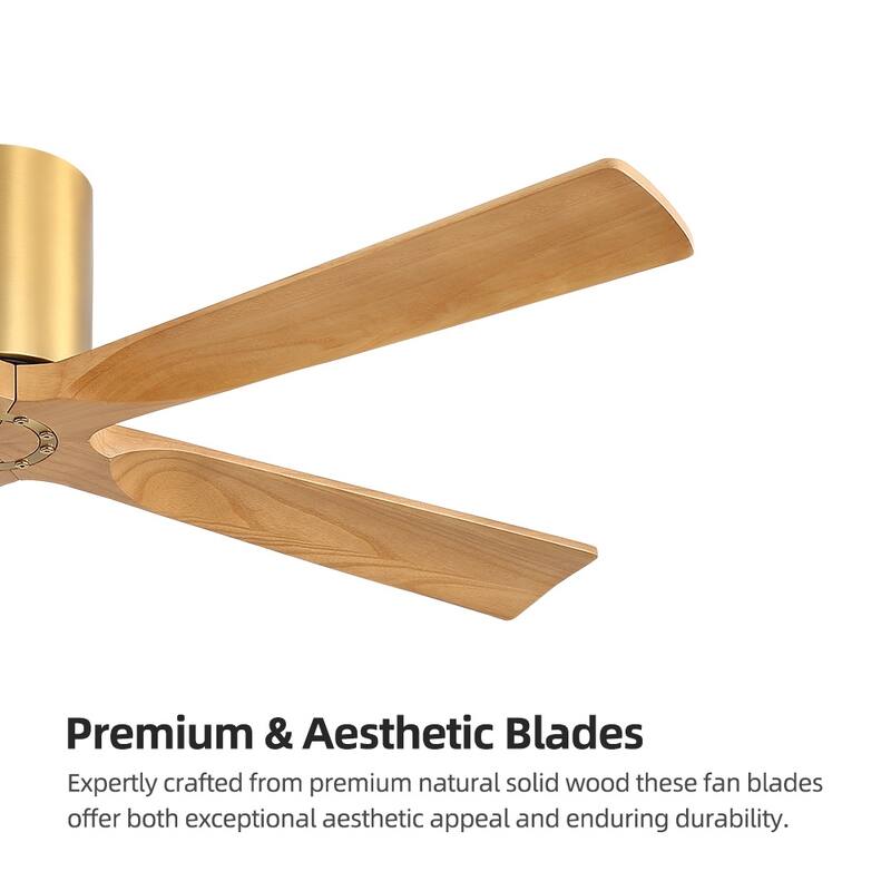 WINGBO 52" Solid Wood DC Motor Integrated LED Hugger Ceiling Fan with Remote