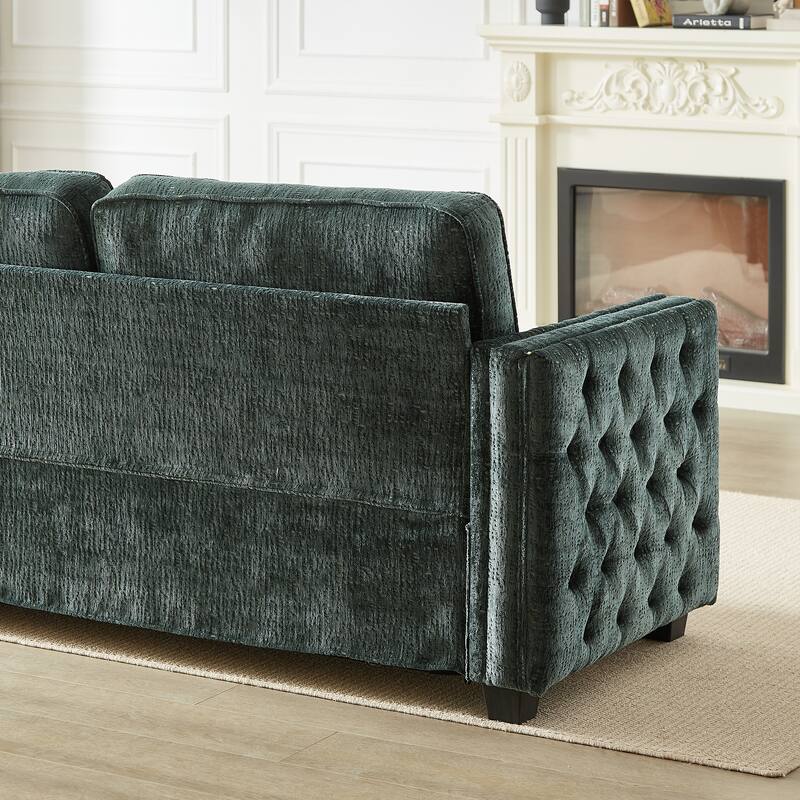Convertible Couch with Pull-Out Sleeper Sofa Bed, Sturdy Frame, and Memory Foam Mattress