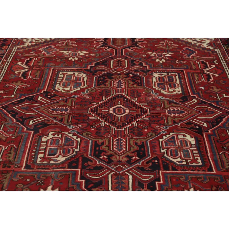 Hand Knotted Oriental 100% Wool Carpet Traditional Medallion Red Heriz Area Rug - 10' 11'' X 7' 6''