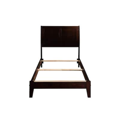 Twin Size Bed Frame Victorian Style Espresso Finish Extra Long Traditional Platform Bed