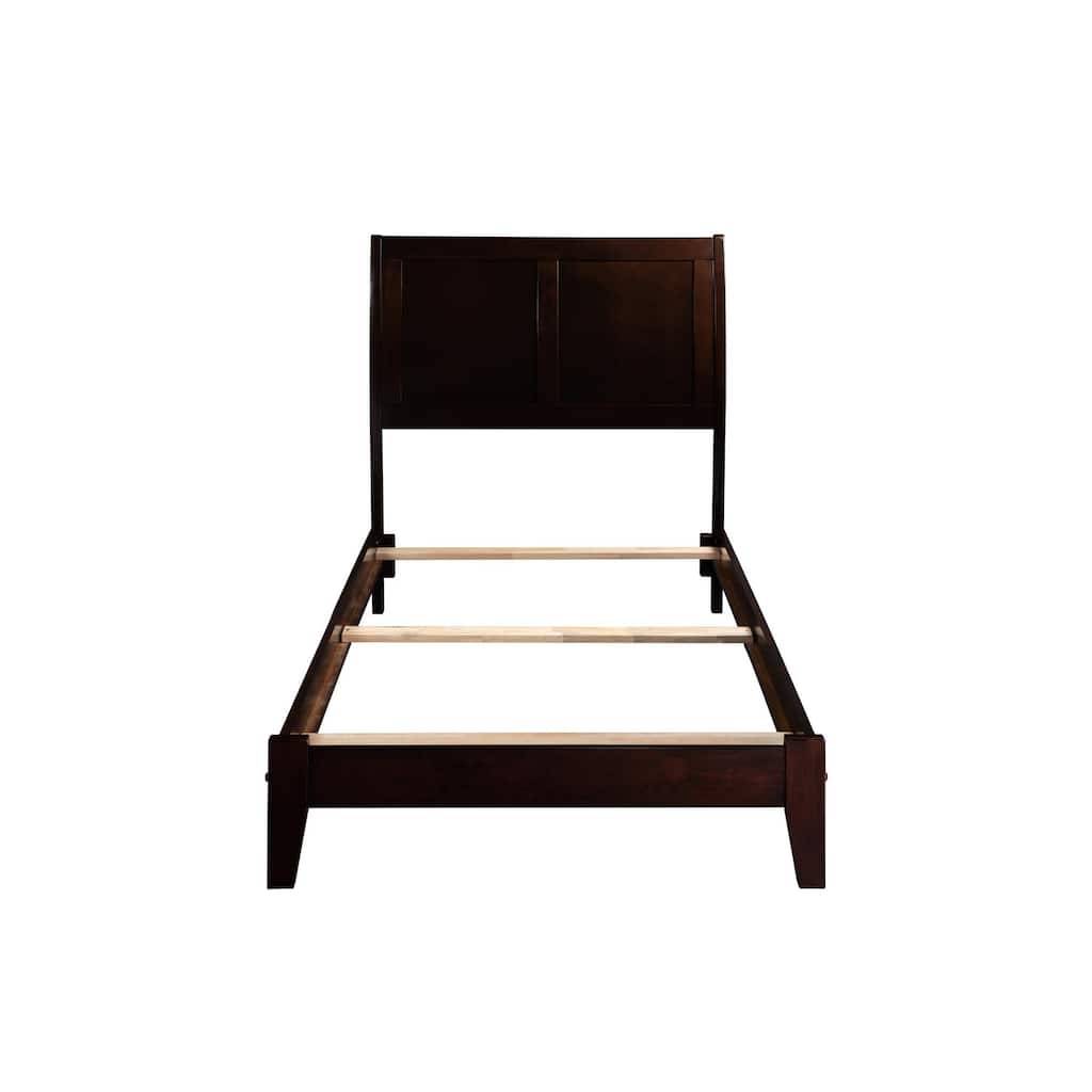 Twin Size Bed Frame Victorian Style Espresso Finish Extra Long Traditional Platform Bed