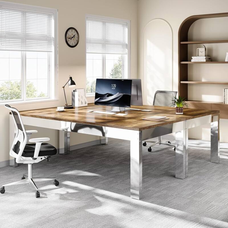78.7" Long Computer Desk with Mirrored Metal Legs for Home Office