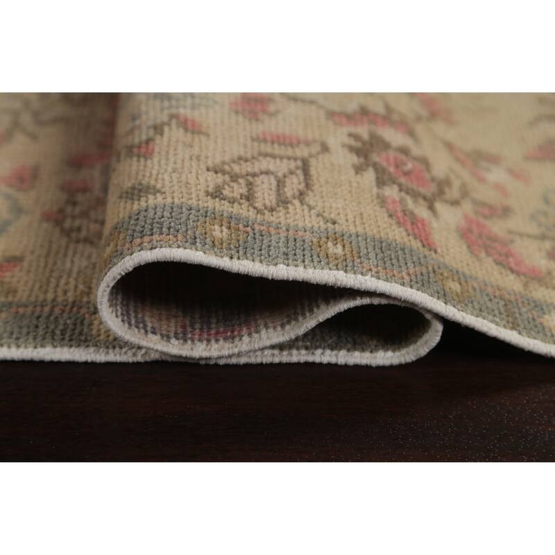 Antique Look Vegetable Dye Oushak Runner Rug Hand-knotted Wool Carpet - 1'9" x 10'3"
