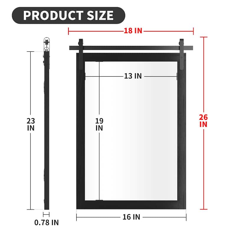 Farmhouse Barn Door Solid Wood Frame Bathroom Vanity Wall Mirror