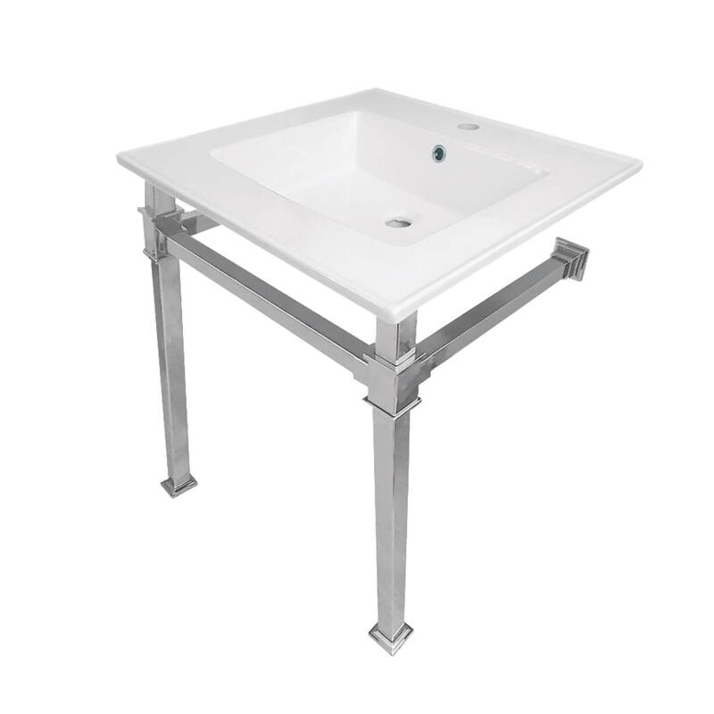Kingston Brass Monarch 25" Wide Console Sink Set - White / Polished Chrome