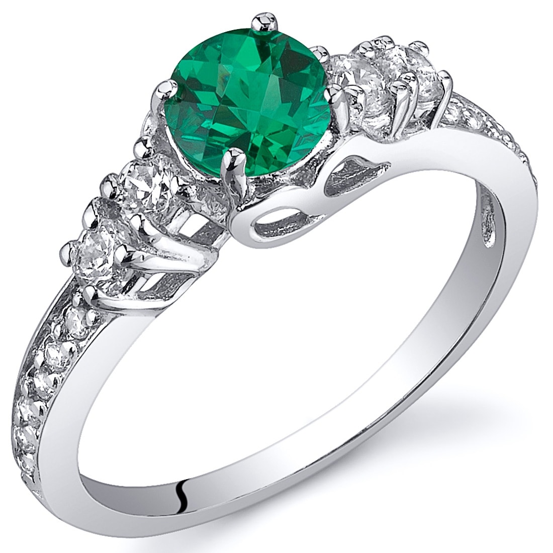 Oravo Sterling Silver 0.5 ct Created Emerald Birthstone Ring