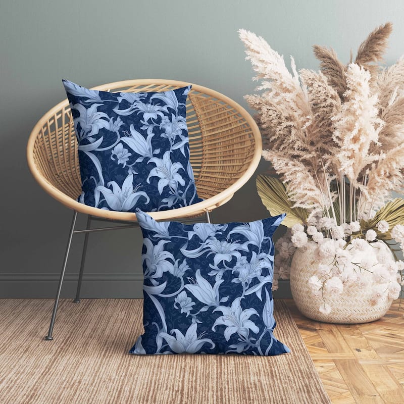 Lily Love Faux Suede Reversible Throw Pillow Blue