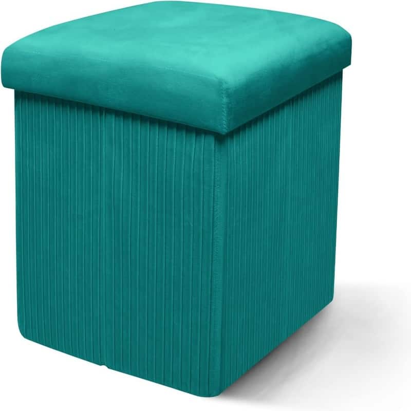 15 Inch Storage Ottoman Green