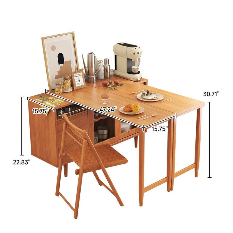 JASIWAY 2-in-1 Buffet Sideboard with Extendable Dining Table