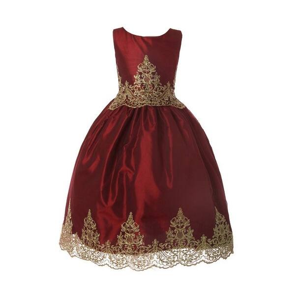 Shop Kiki Kids Little Girls Burgundy Gold Embroidered Taffeta