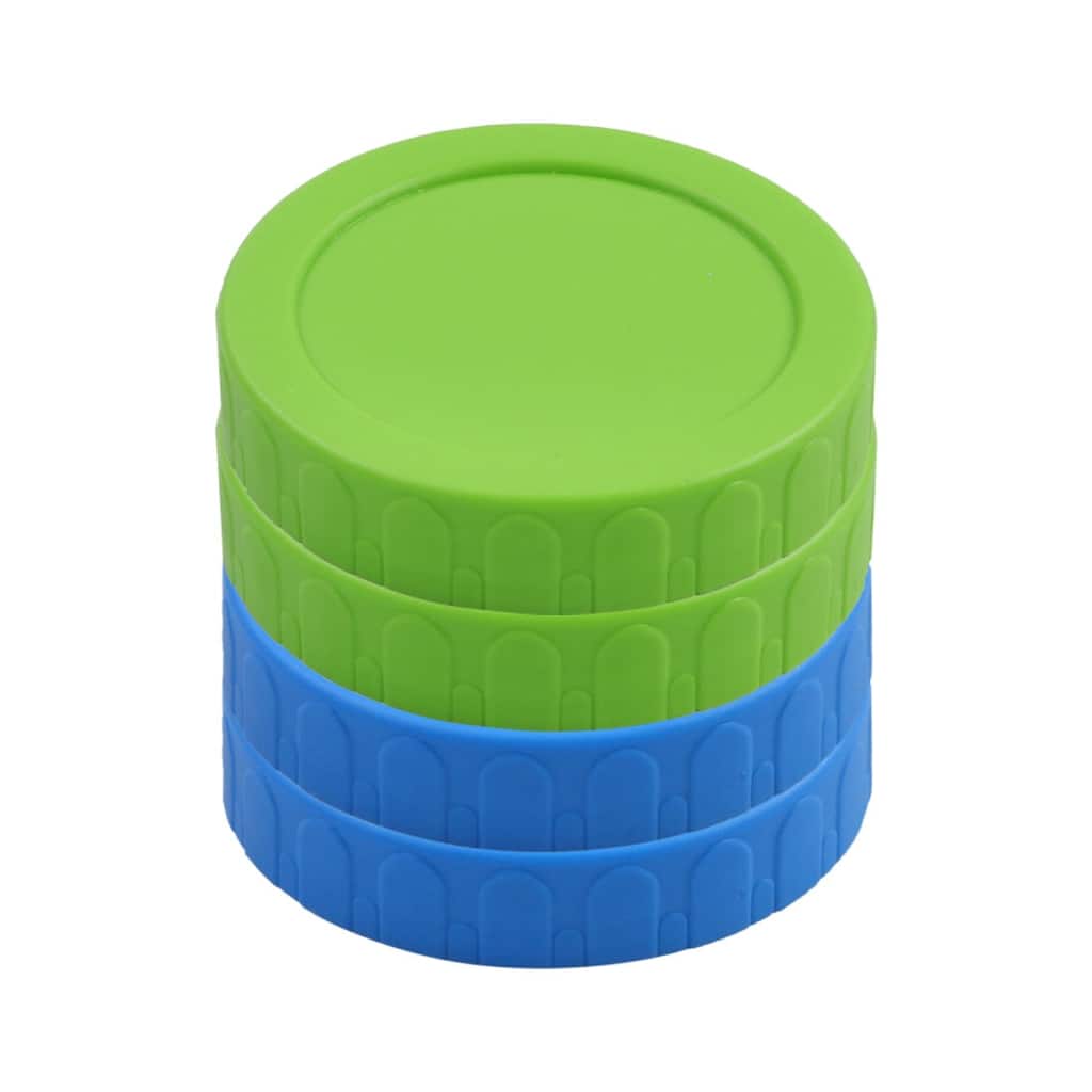 Plastic Mason Jar Lids for Wide Mouth Mason Canning Jars Cup 4 Pack - Green,Blue - 4pcs