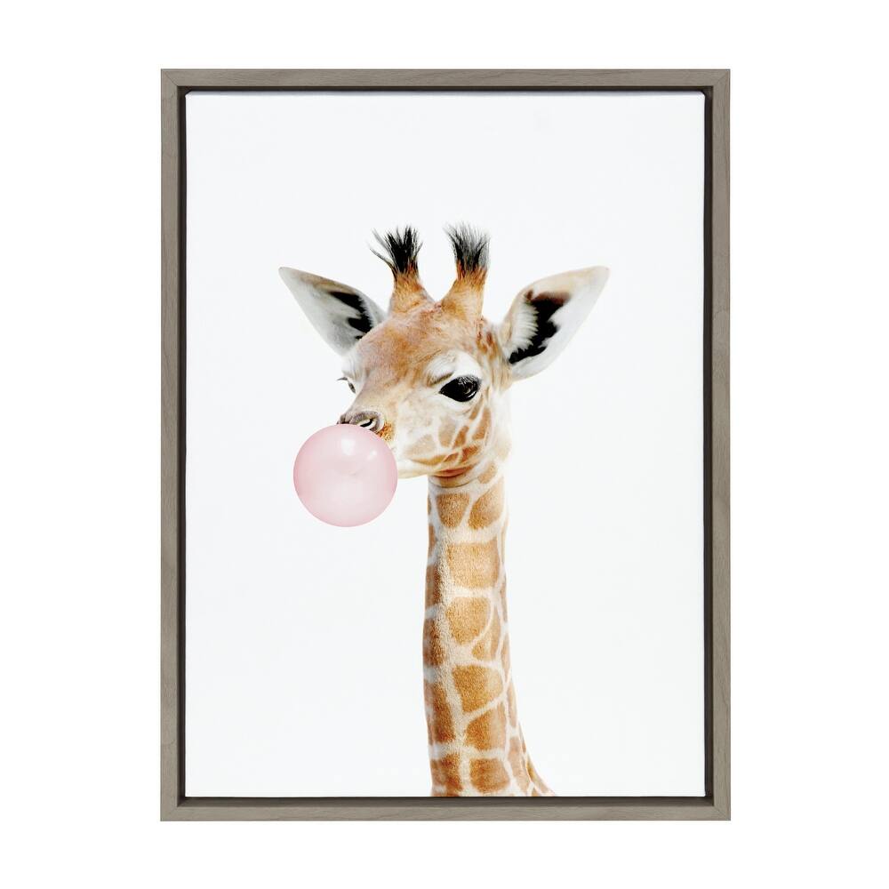Kate and Laurel Sylvie Gum Giraffe Framed Canvas by Amy Peterson