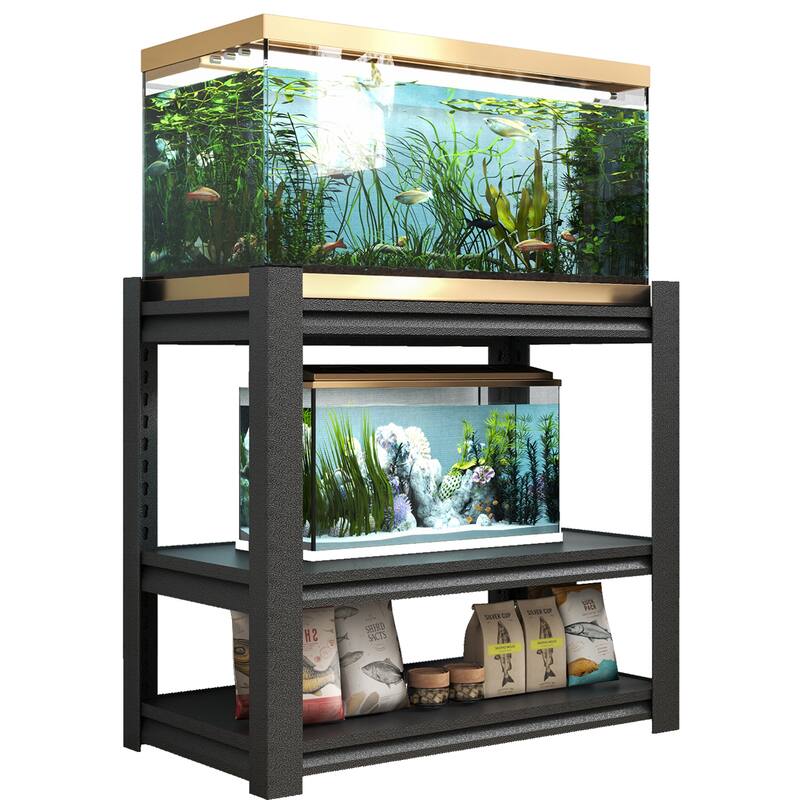 Anmytek 20-30 Gallon Heavy Duty Adjustable 3-Tier Metal Fish Tank Stand Sturdy Reptile Tank Rack Shelf