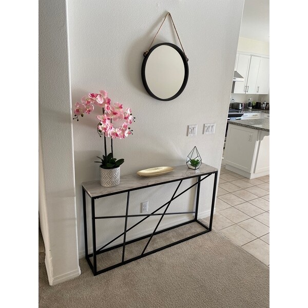 Top Product Reviews For Kerley Faux Marble Skinny Console Table