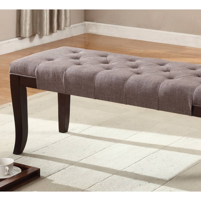 Linon Fabric Brown Tufted Bench