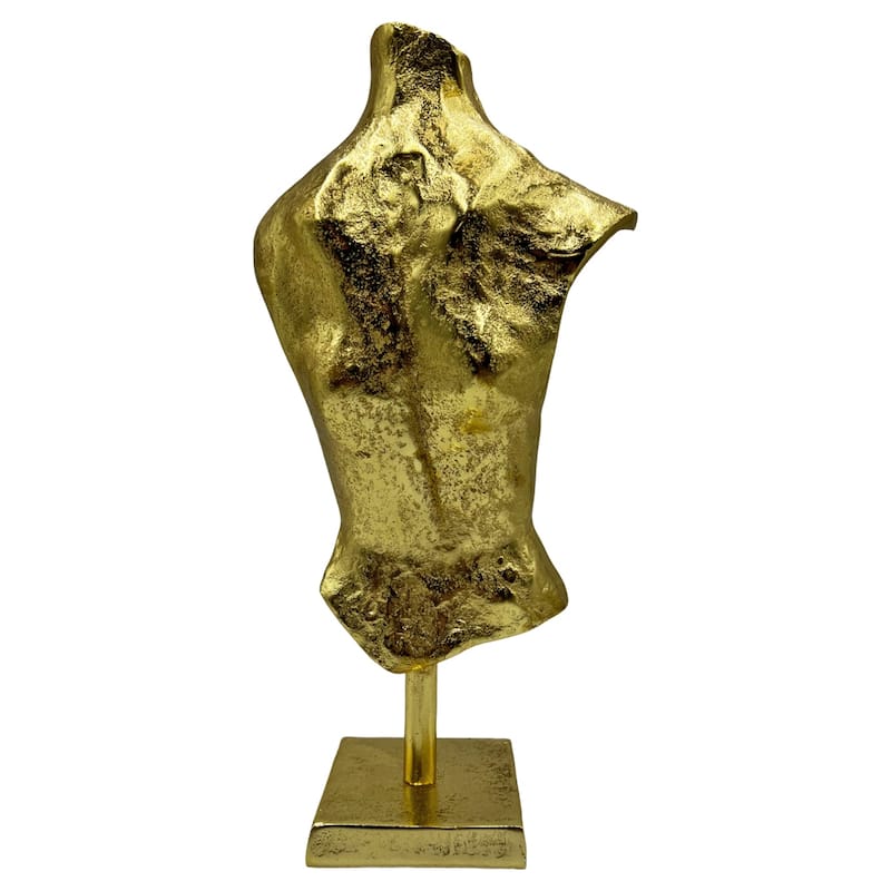 16 Inch Tall Decorative Handmade Aluminum Abstract Body Sculpture - 8 x 4 x 16 in - Gold