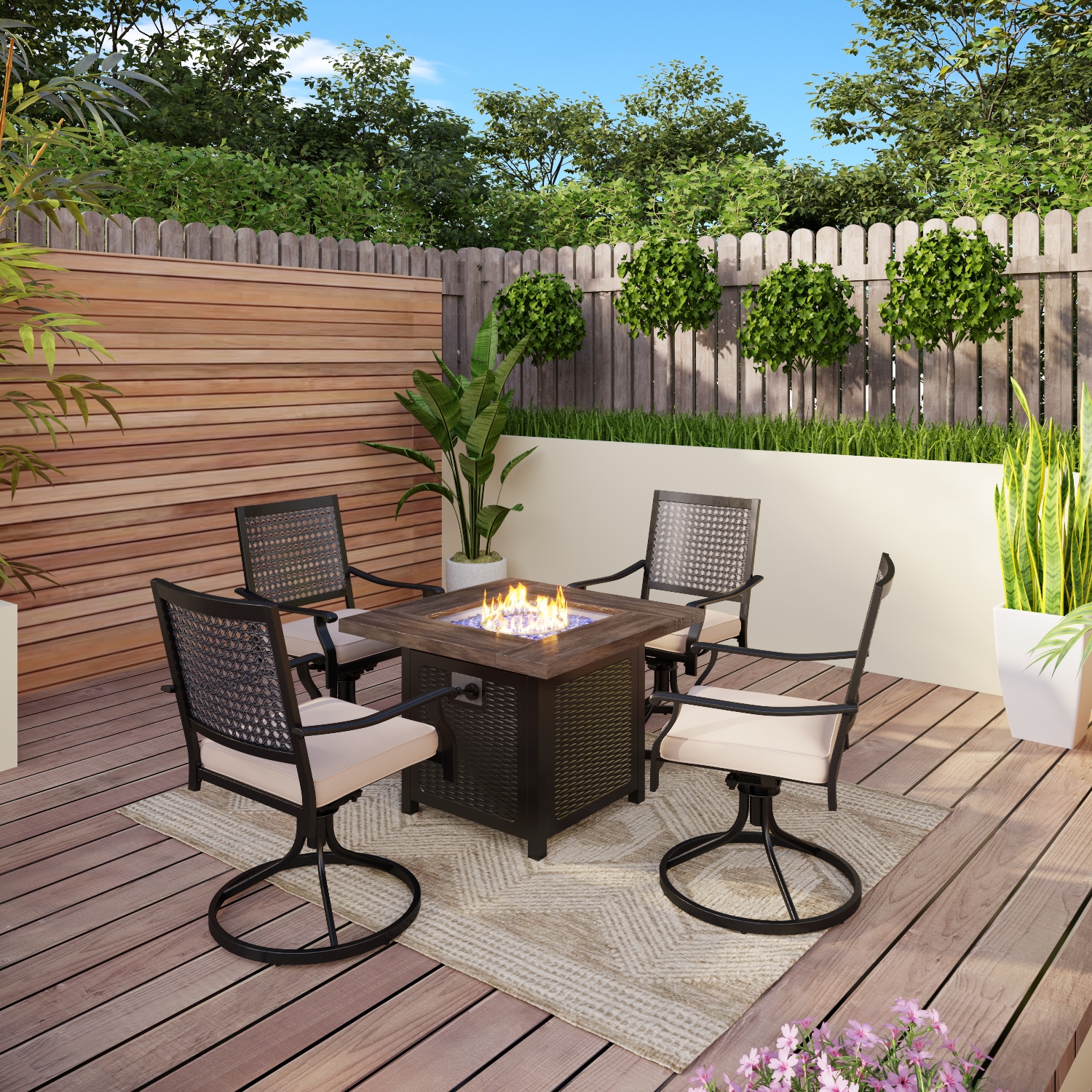Small fire top pit table set
