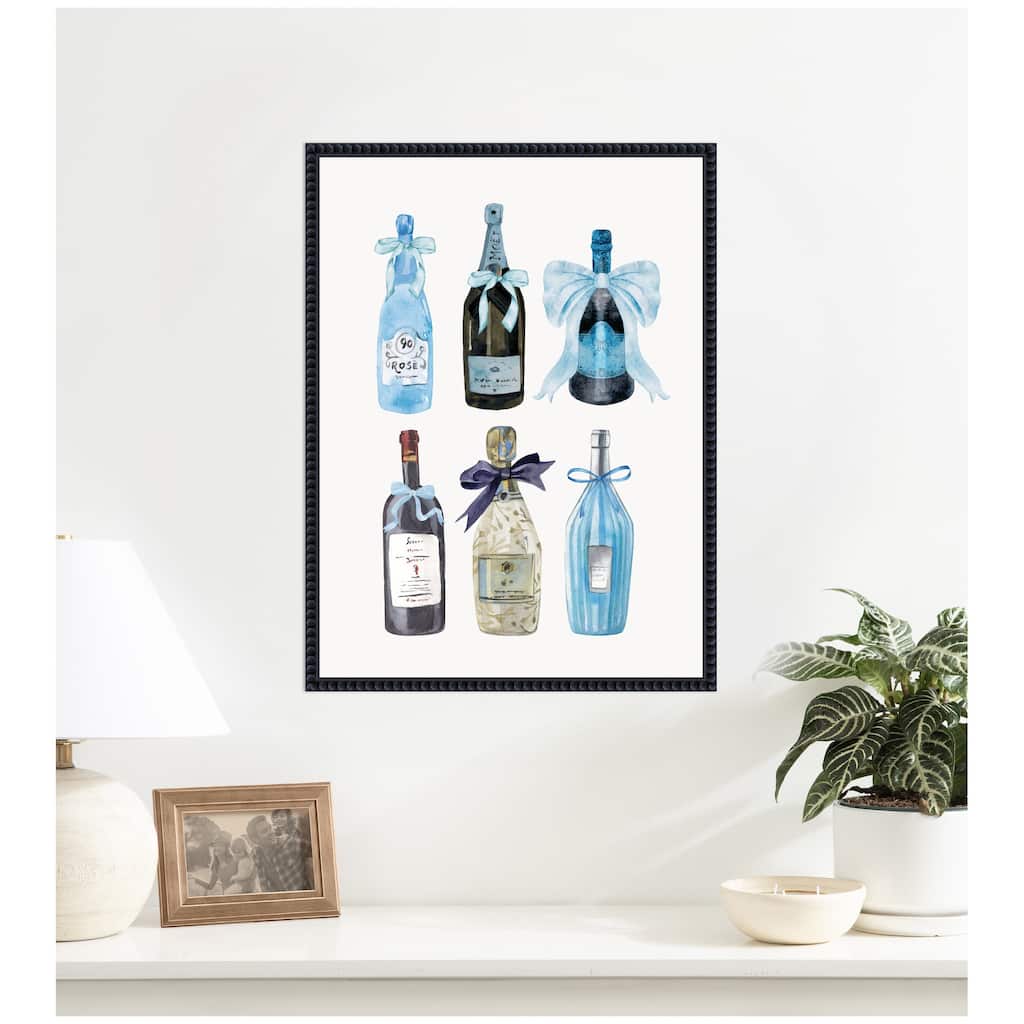 Kate and Laurel Blue Champagne (28x38in) by Honey Island Studio Framed Canvas Wall Art Print