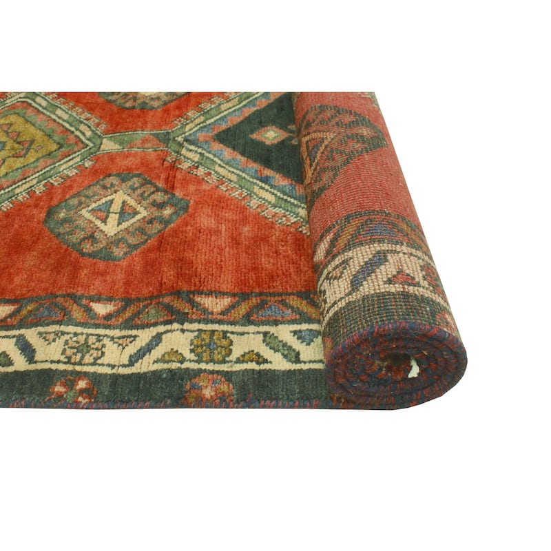 Fine Vintage Distressed Sheryl Red/Beige Runner - 3'3" x 10'1"