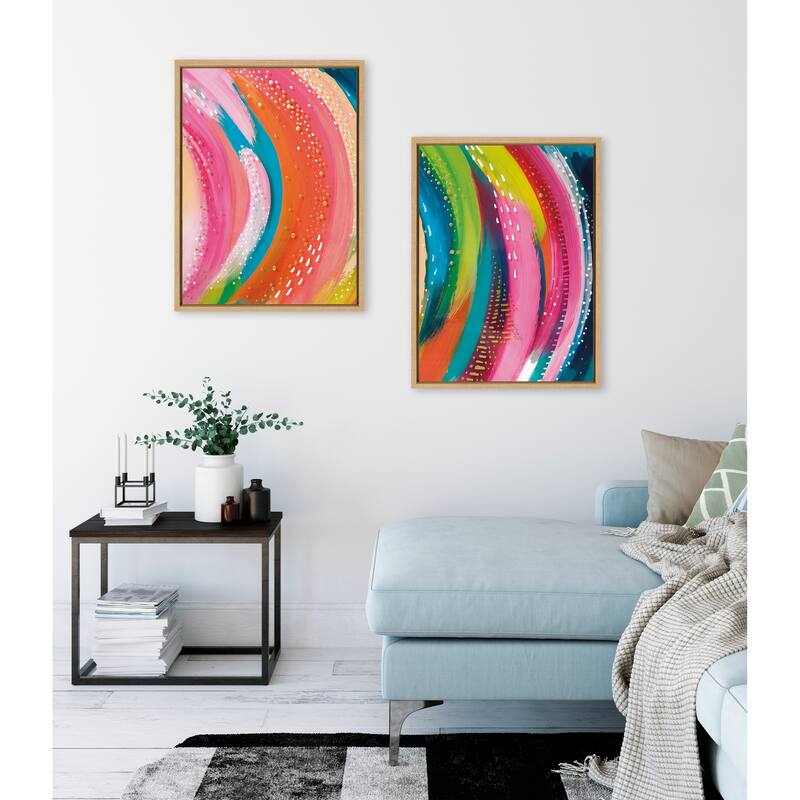 Kate and Laurel Sylvie Abstract LR Framed Canvas Art by Jessi Raulet