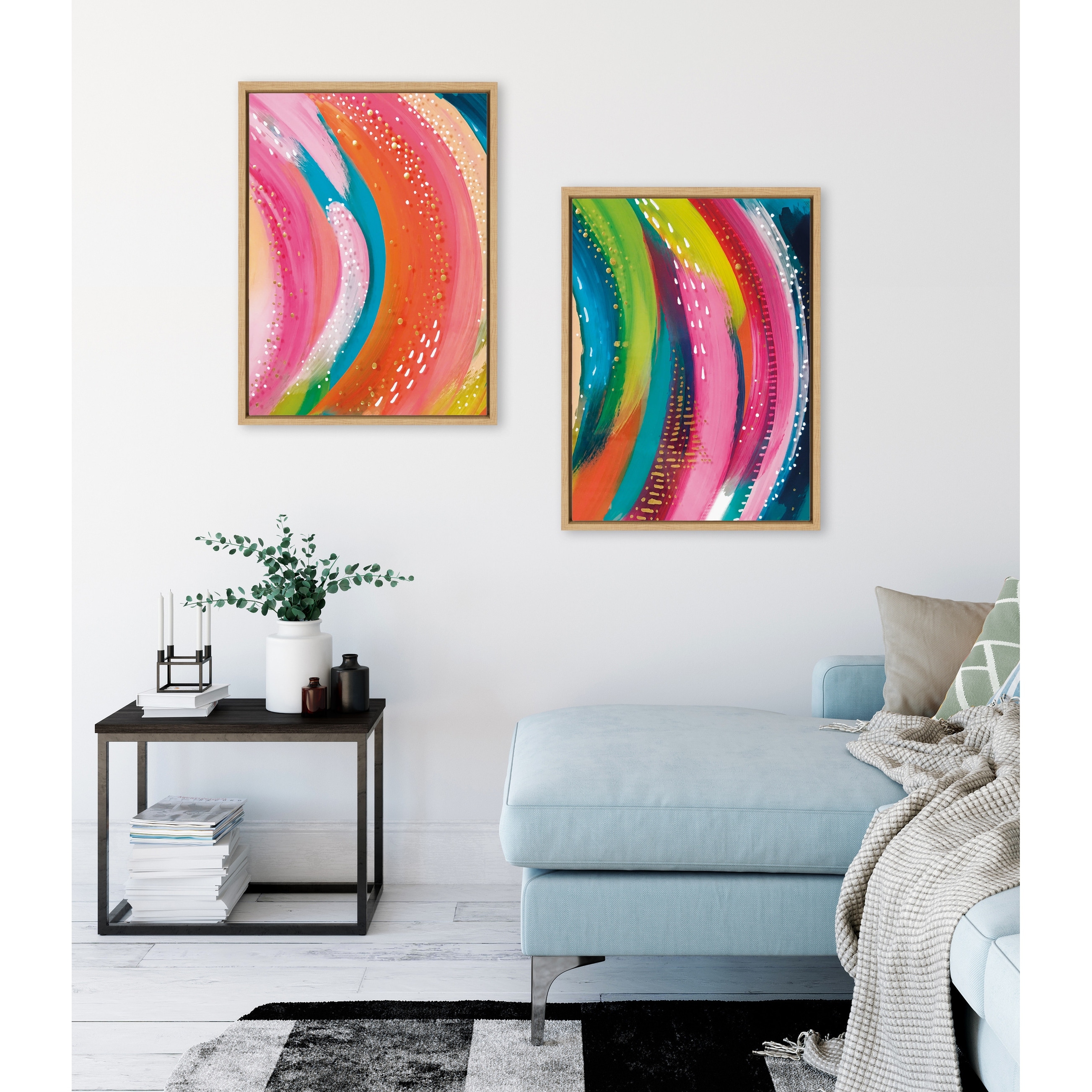 Kate and Laurel Sylvie Abstract LR Framed Canvas Art by Jessi Raulet