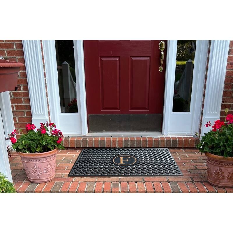 A1HC 100% Pure Rubber Monogrammed Front Door Mat 24" x39" Indoor Outdoor Doormat